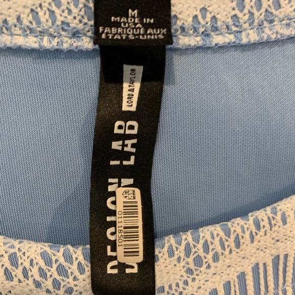 Design Lab Lord & Taylor Blue Lace Skater Dress M - Picture 6 of 6